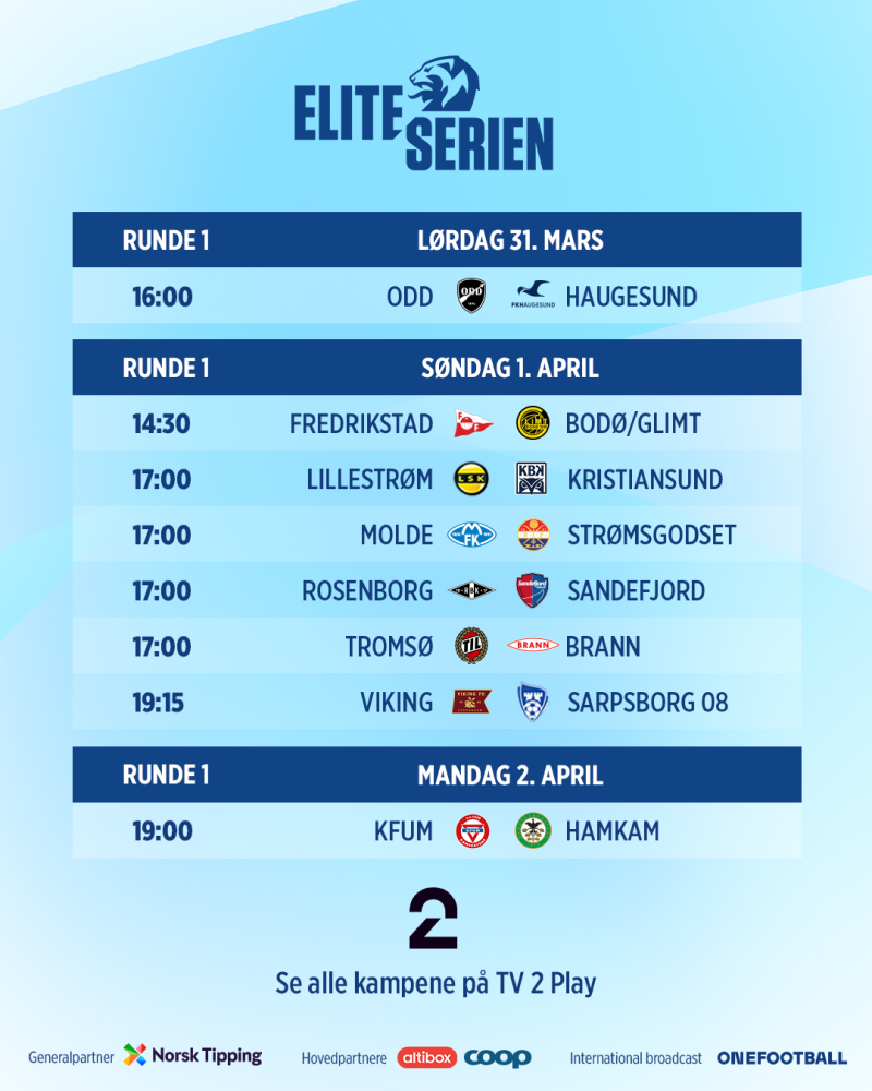 Her Er Spilleplanen For Eliteserien 2024 / Bodø/Glimt